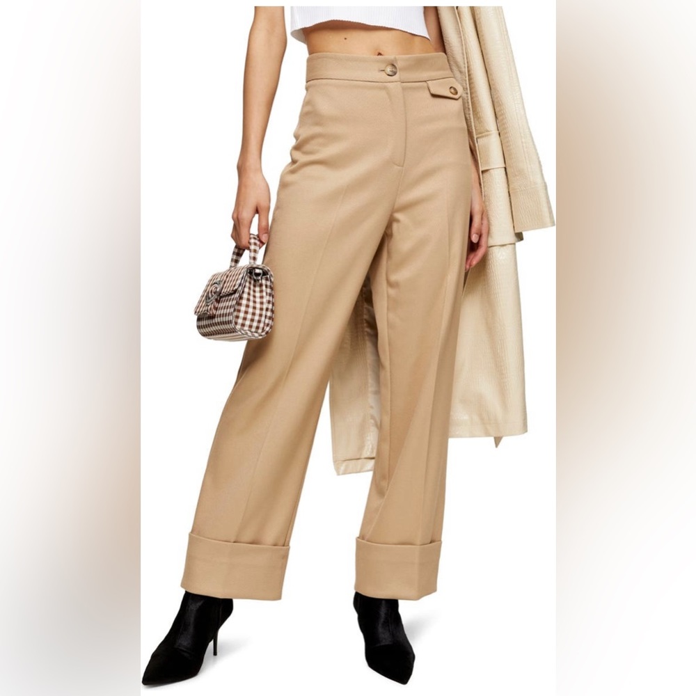 Asten Wide Leg Twill Trousers by Topshop